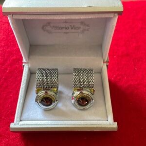Vittorio Vico Vibrant Colorful Round Crystal Chain Cufflinks in Round Setting
